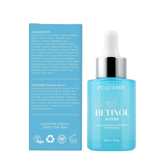 Peauamie Retinol Serum 2.5% for Face with Vitamin C,Vitamin E,Anti Wrinkles Anti Aging Moisturizer Skin care