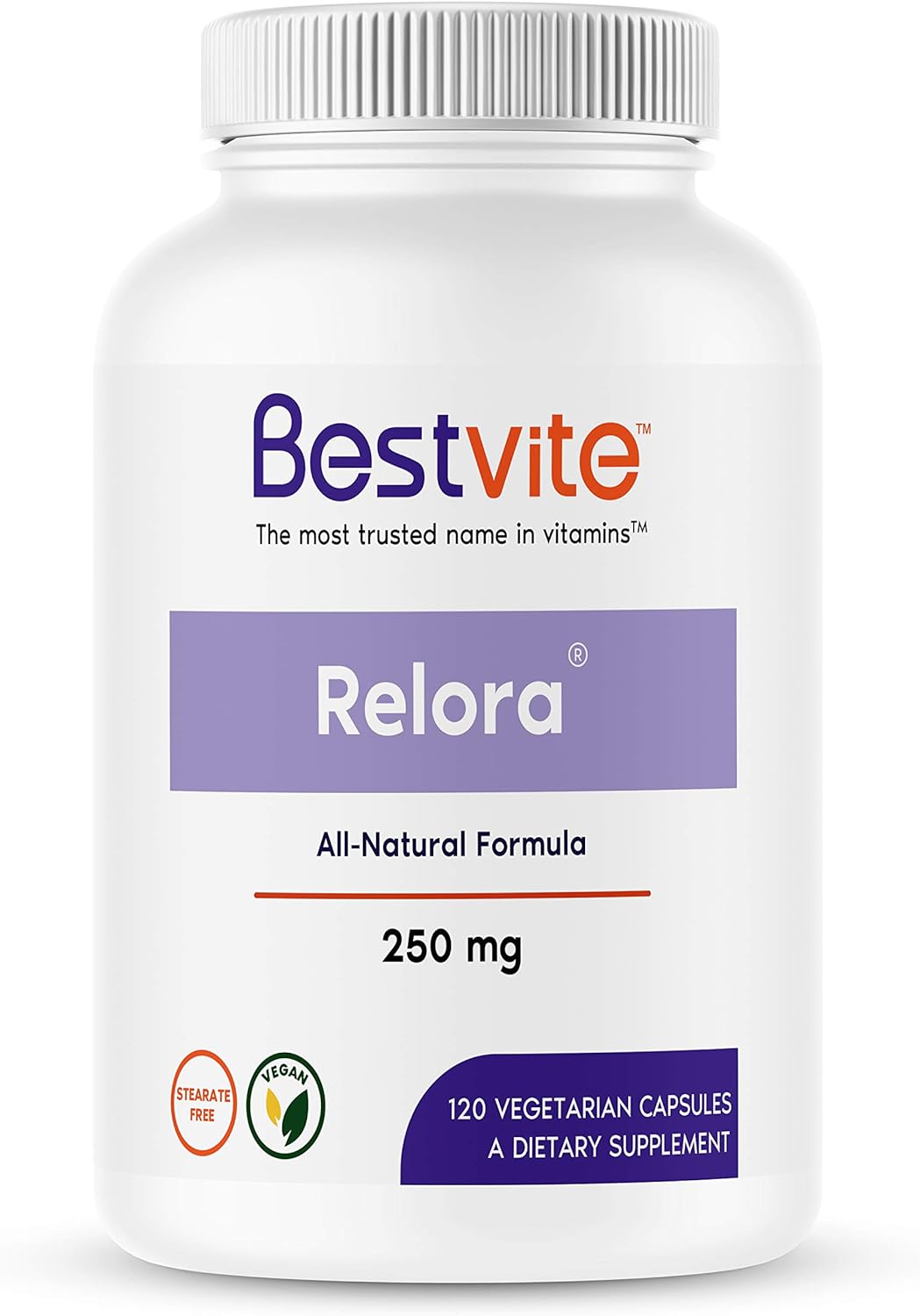 BESTVITE Relora 250mg (120 Vegetarian Capsules) - Clinically Researche