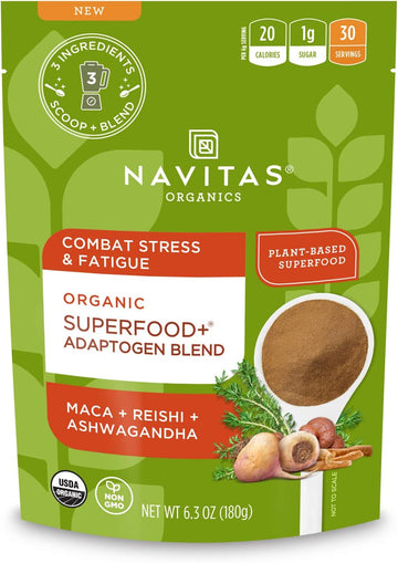 Navitas Organics Superfood+ Adaptogen Blend for Stress Support (Maca +