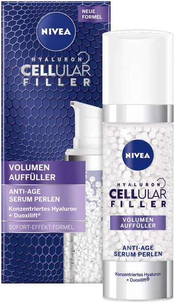 Nivea Hyaluron Cellular Filler Anti-Age Serum Perlen (30 ), Volumen auffüllendes Anti-Falten Serum, aufpolsterndes Gesichtsserum mit Hyaluronsäure und Kollagen