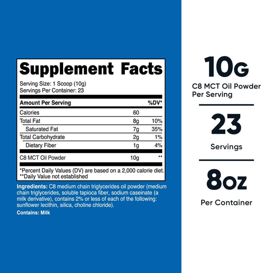 Nutricost C8 MCT Oil Powder 23 Servings (8) - 95% C8 MCT Oil Powder