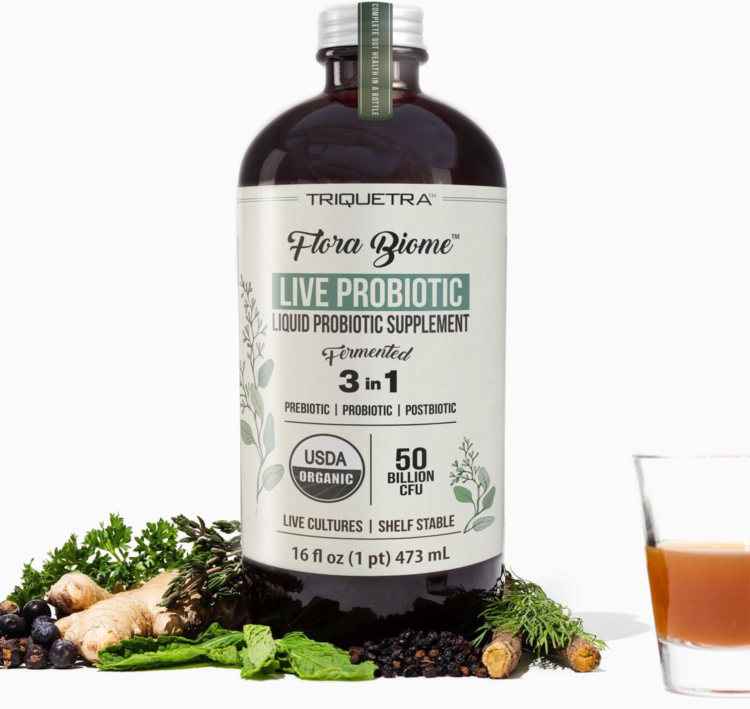 Flora Biome - Live Probiotic, Prebiotic & Postbiotic ? Organic Live-Cu1.96 Pounds