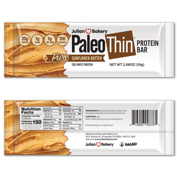 Julian Bakery Paleo Thin Protein Bar | Sunflower Butter | Egg White Pr