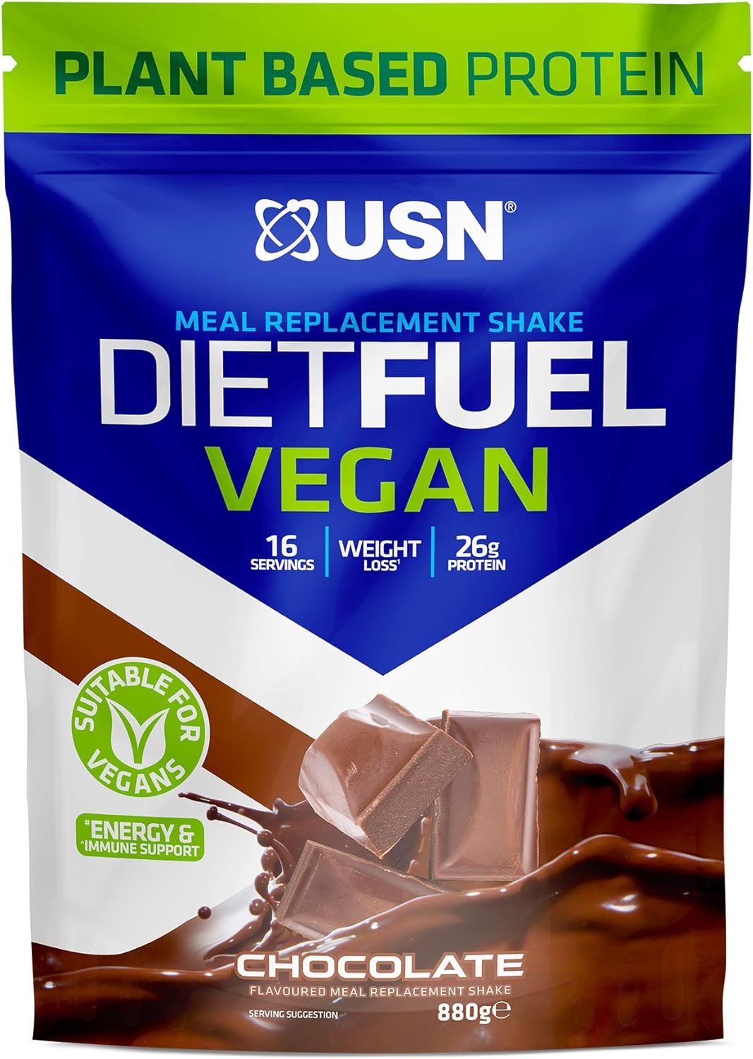 USN Diet Fuel Vegan Chocolate 880g: Dairy Free Vegan Meal Replacement 880 Grams