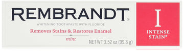 Rembrandt Intense Stain Whitening Toothpaste with uoride, Mint, 3.52 uid  (Pack of 6)