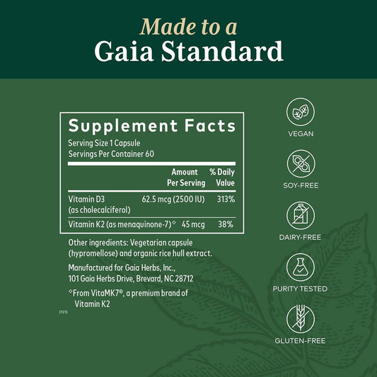 Gaia Pro Vitamin D3+K2 - Bone Health & Immune Support - Made With Vita
