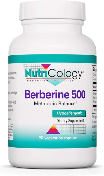 Nutricology Berberine 500 - Metabolic Liver Support - 90 Vegetarian Ca3.53 Ounces