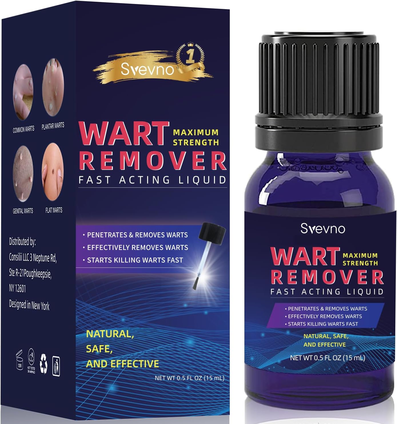 Fast Action Liquid Wart Gel Maximum Strength - Wart Liquid with Salicylic Acid - Fast-Acting Wart Liquid Freeze Off Designed for Warts, Plantar Wart, Genital Wart, Common Wart, at Wart, Corn, Callus