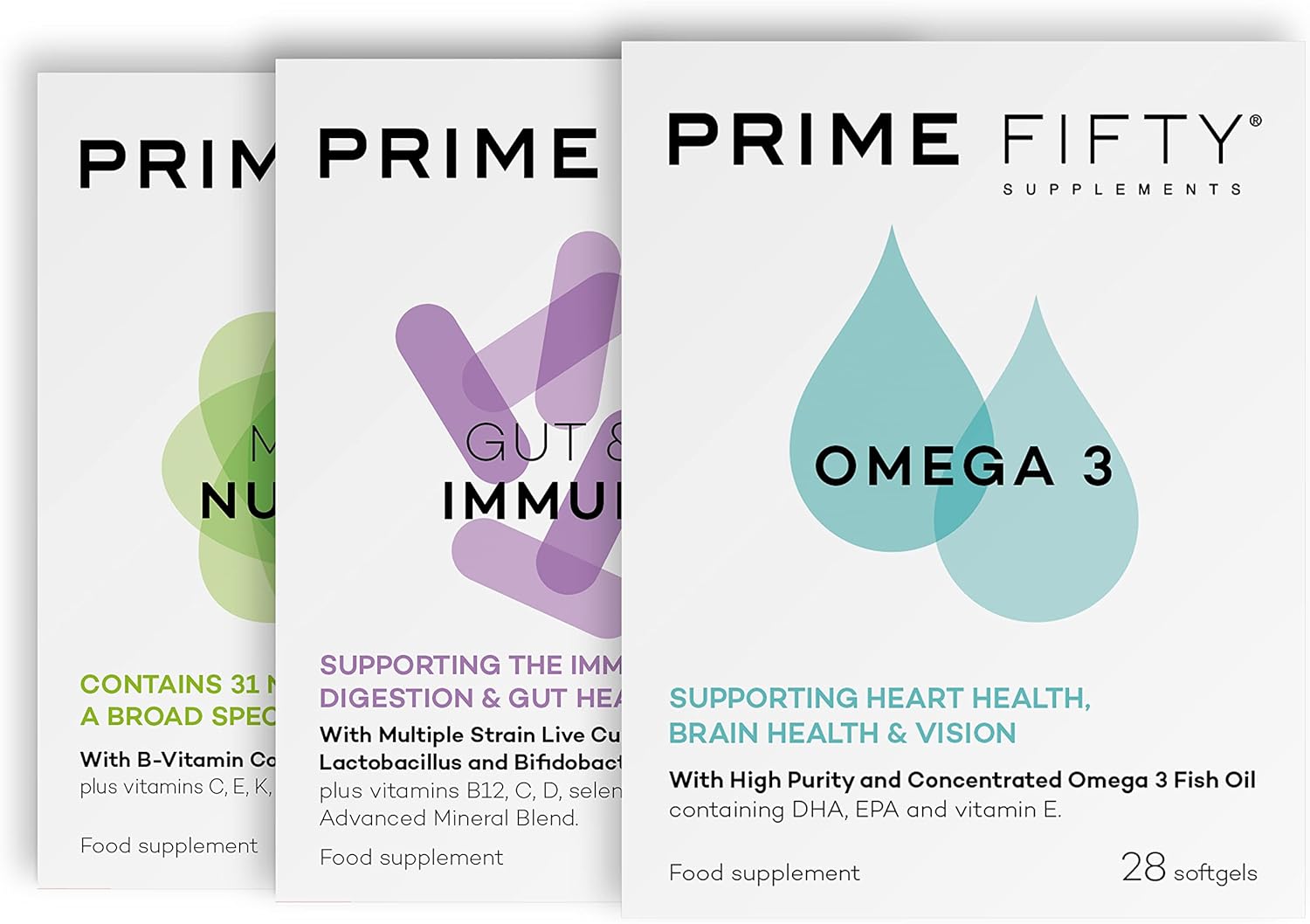 Prime Fifty Total Wellbeing Bundle (28 Day Supply). Includes 1x Multiv139 Grams