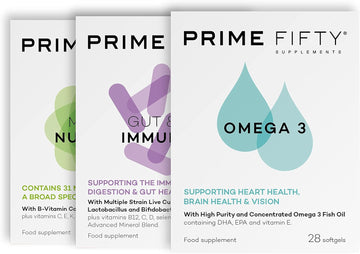 Prime Fifty Total Wellbeing Bundle (28 Day Supply). Includes 1x Multiv139 Grams