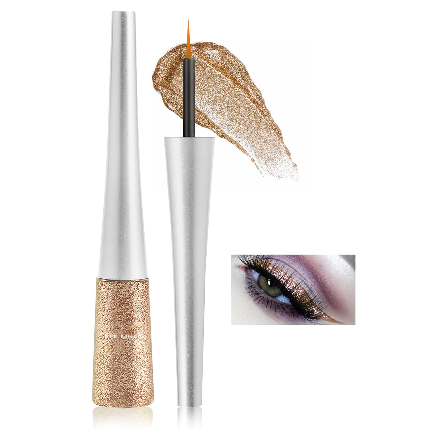 Boobeen Colorful Glitter Eyeliner Liquid Shimmer Eyeliner Waterproof Metallic Eyeliner Smudge-Proof Suitable for Women, 1 Pcs