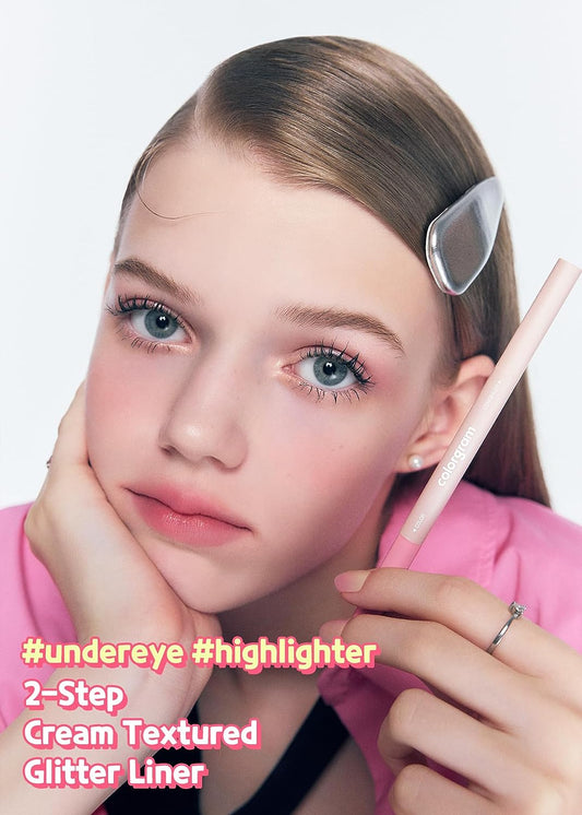 COLORGRAM Under Eye Highlighter Stick - 05 Berry | Shimmery Cream type Brightening Under Eye Glitter liner & Pencil Crayon for Eye Bags, Crease proof, Smudgeproof, Long Lasting Highlighter Stick, Daily Makeup, Sparkling Inner Corner Highlighter 0.2g