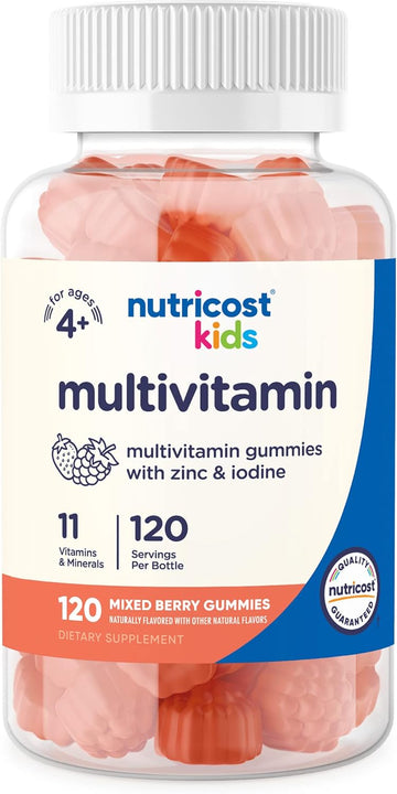Nutricost Kids Multivitamin Gummies 120 Servings (Mixed Berry avored Gummies) - Gluten Free, Non-GMO, and Vegetarian Friendly