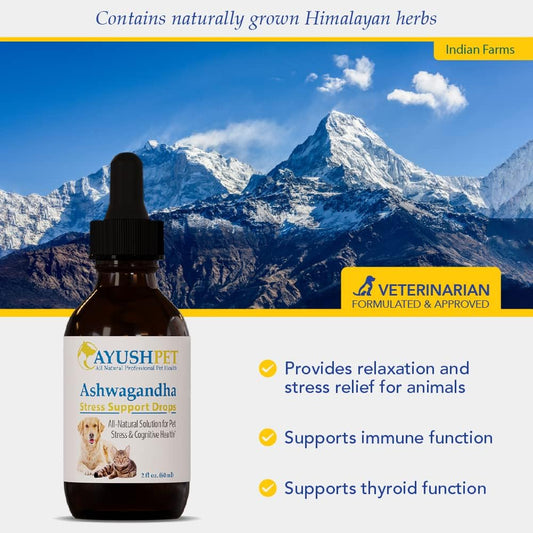 Ayush Pet Stress Support Ashwagandha Drops, Calm and Focus f