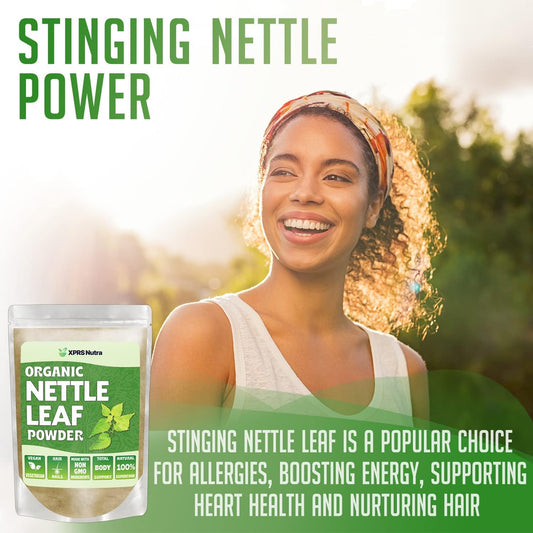 XPRS Nutra Organic Nettle Leaf Powder - Premium USDA Organic Stinging Nettle Powder for Hair and Nails - Vegan Friendly