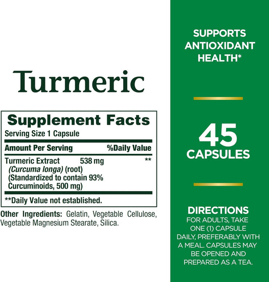 Nature's Bounty, Turmeric, Standardized Extract, 538 mg