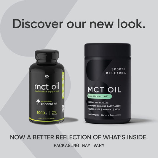 Sports Research Keto MCT Oil Capsules- Keto Fuel for The Brain & Body 13.44 Ounces