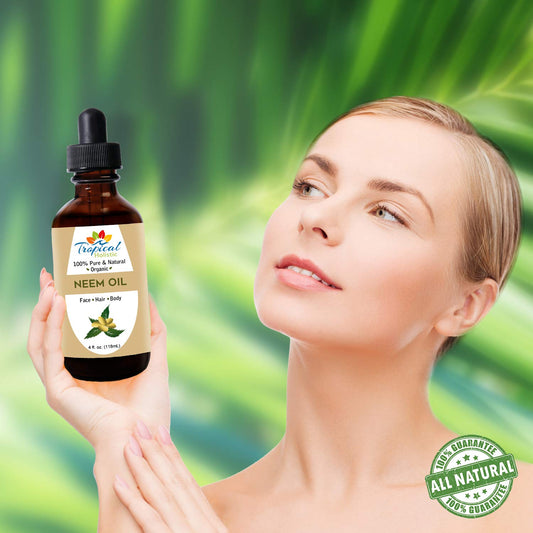 Tropical Holistic 100% Pure Organic Neem Oil 4 - Virgin, Cold Pressed, Unrefined - For Skin, Body