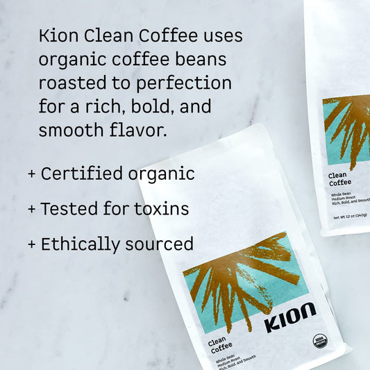 Kion Organic Coffee | Best Tasting, Purest, Highest Antioxidant, Healthiest Whole Bean Coffee | Medium Roast (Medium Roast Ground, (Pack of 1))