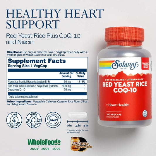Solaray Red Yeast Rice Plus CoQ-10 & No-Flush Niacin Vitamin B-3, Heal