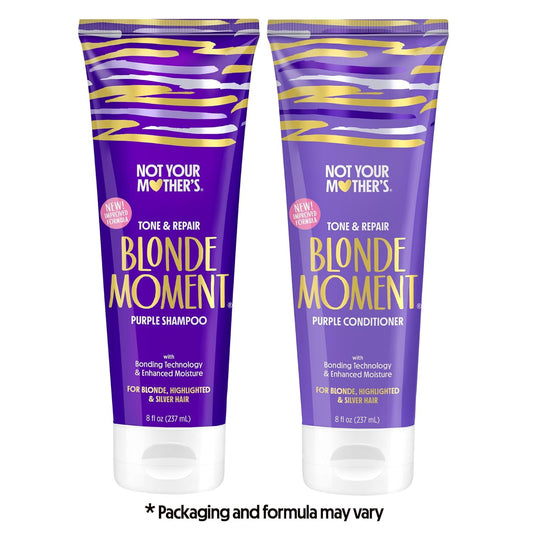 Not Your Mother's Blonde Moment Shampoo and Conditioner (2-Pack) - 8   - Purple Shampoo and Conditioner for Blondes - Reduces Brass, Enhances Hair Shine, Moisturizes Hair