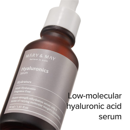 Mary&May Hyaluronics Serum 1.01   / 30  | 6 Types Hyaluronic acid, Fine Lines, Hydrating Serum, Plumping, Fragrance Free, Korean Skincare, marynmay