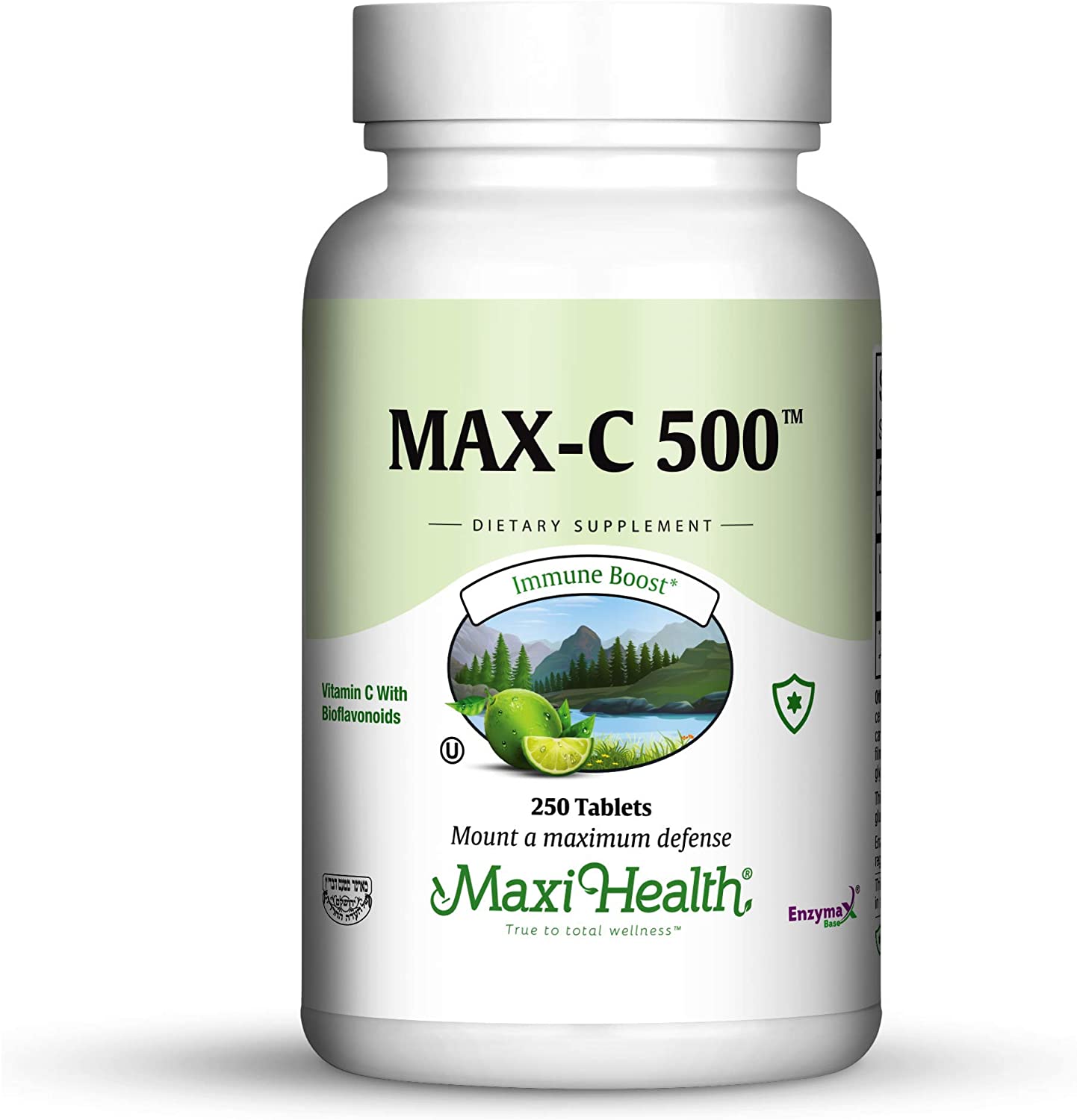 Maxi Health MAX C"500 mg" - Vitamin C - with Lemon Bioflavonoids Complex - 250 Tablets