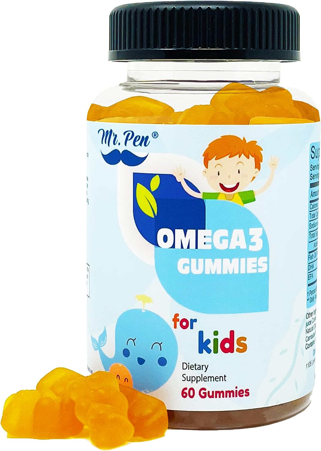 60 Gummies | 2 Months Supplies | Tasty Orange Flavor | 4+ Years | Omega-3 with EPA & DHA, Omega 3 for Kids, Omega 3 Gumm