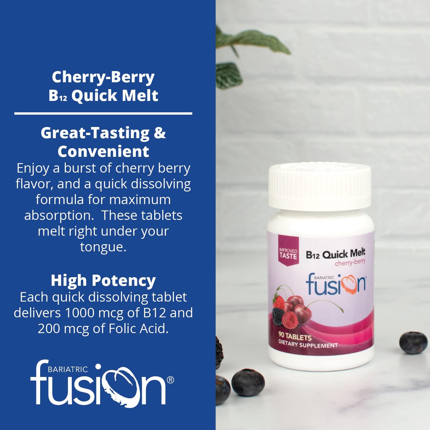 Bariatric Fusion Vitamin B12 Quick Melt | Cherry Berry Flavored Tablet