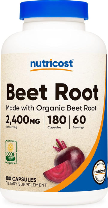 Nutricost Beet Root 2400mg, 180 Capsules - CCOF Certified Made with Organic Beet Root, Superfood, 60 Servings