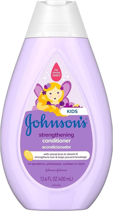 Johnson's Strengthening Tear-Free Kids' Conditioner with Vitamin E Strengthens & Helps Prevent Breakage, Paraben-, Sulfate- & Dye-Free, Hypoallergenic & Gentle on Toddler Hair, 13.6 .