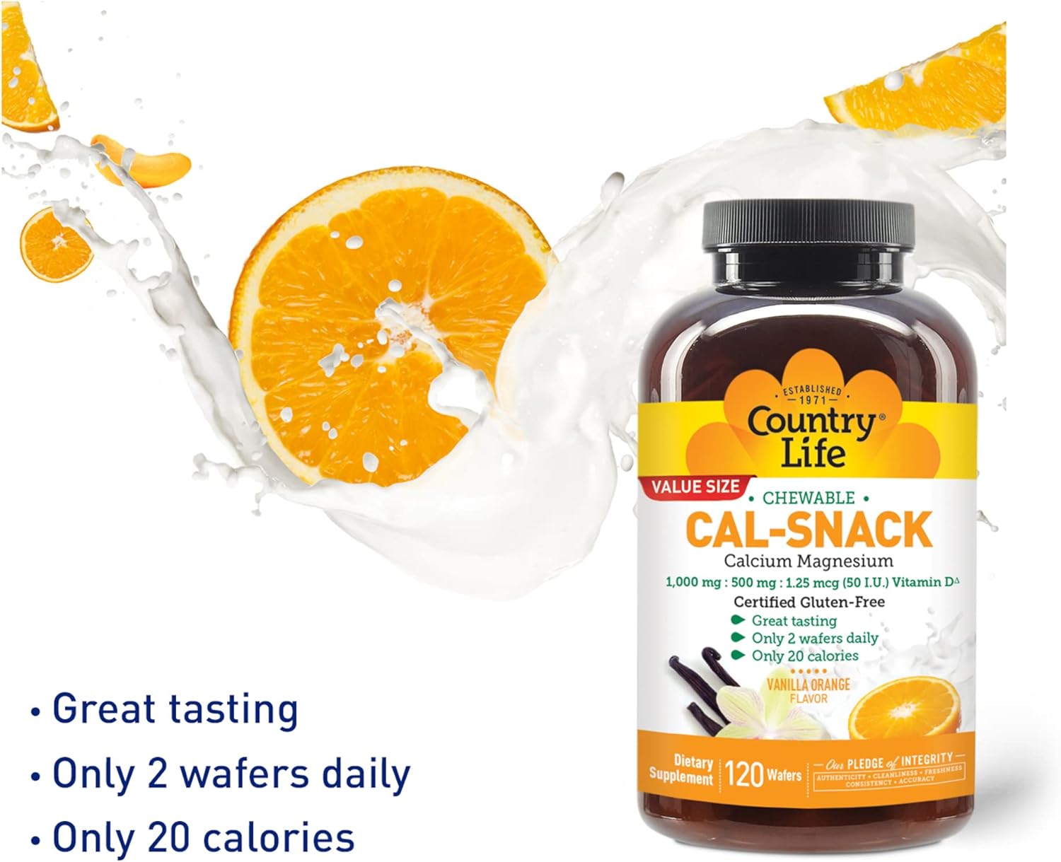 Country Life Cal-Snack, Chewable Calcium, Magnesium with Vitamin D, 10