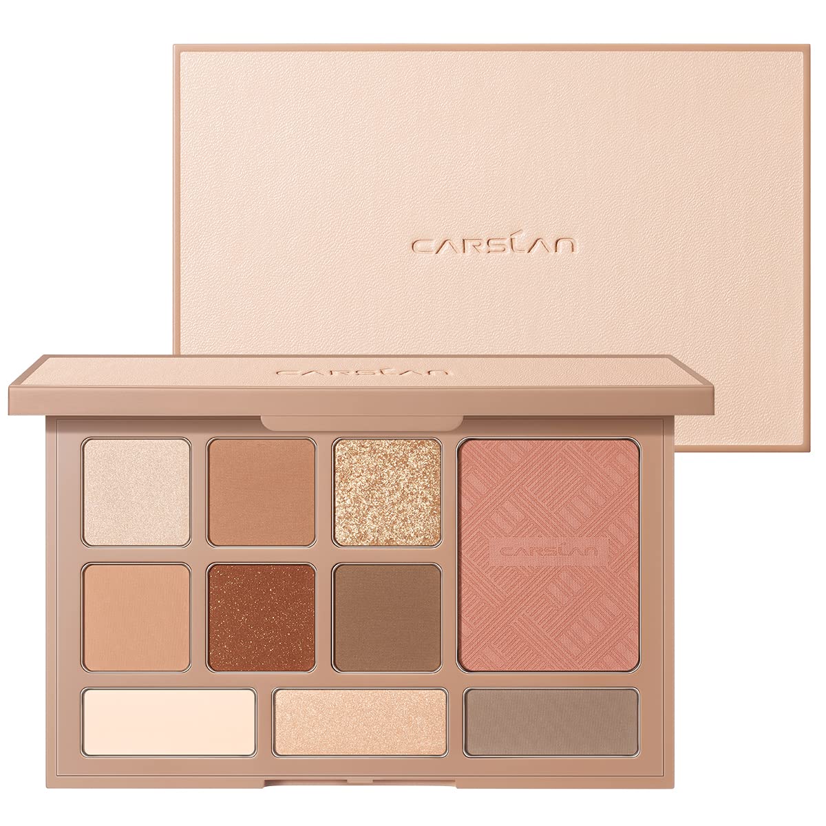 CARSLAN 10 Color Matte Shimmer Eyeshadow Palette, Highly Pigmented Nude Eye Shadow Makeup Palette with Warm Neutrals, Comprehensive palette 01, Coffee