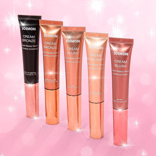 JOSMON Liquid Bronzer with Cushion Applicator, Cream Bronzer Stick, Moisturize Highlighter and Contour Stick Bronzer Long Lasting, Blendable and Lightweight Face Highlighter & Bronzer Stick, Face Illuminator Makeup, Vegan & Cruelty-Free, Bronzer Glow