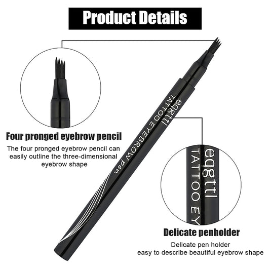 4 Point Eyebrow Pencil Waterproof Liquid Eyebrow Pen Makeup Long Lasting 4 PCS Fork Tip Brow Pen Microblade Brow Pencil