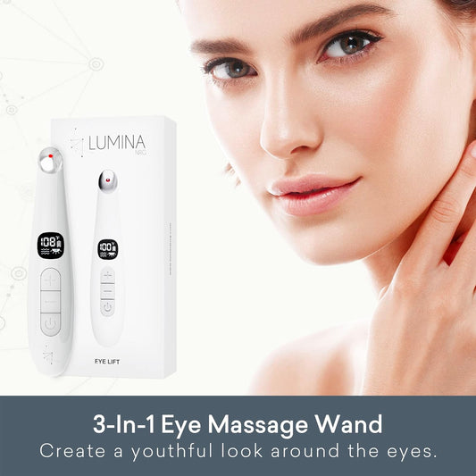 Lumina NRG 3-in-1 Eye Massage Wand - Reduce Fine Lines, Dark Circles & Inammation - Improve Skin Elasticity & Blood ow