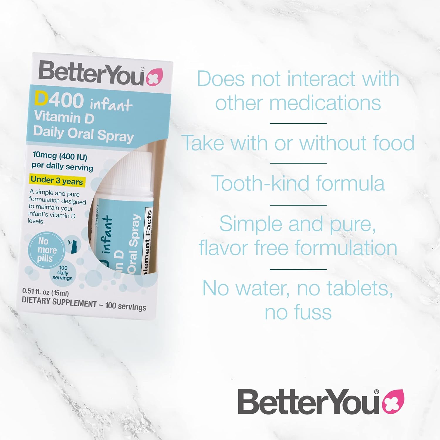 BetterYou D400 Infant Vitamin D Oral Spray - Convenient Alternative fo