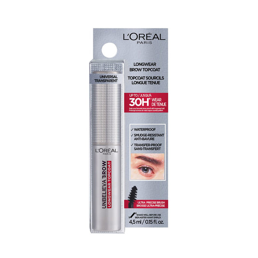 L’Oréal Paris Unbelieva-Brow Longwear Eyebrow Topcoat, Waterproof, Smudge-resistant, Transfer- Proof, Quick Drying, Easy and quick application with precise brush, Universal Transparent, 0.15 .
