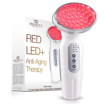 RED LED+ Anti-Aging Therapy by Project E Beauty | Collagen Boosting | Instant Firming and Lifting | Reduces Fine Lines & Wrinkles | Tightens & Tones | Rechargeable & Portable (Red LED Therapy)