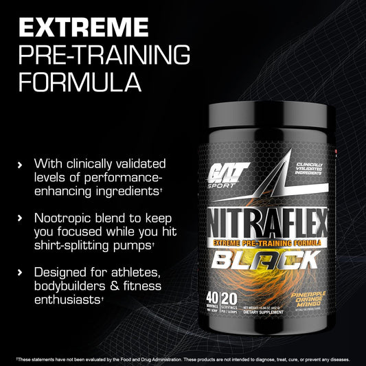 Nitraflex Black Pre-Workout Powder, Extreme Pre-Training Formula for M