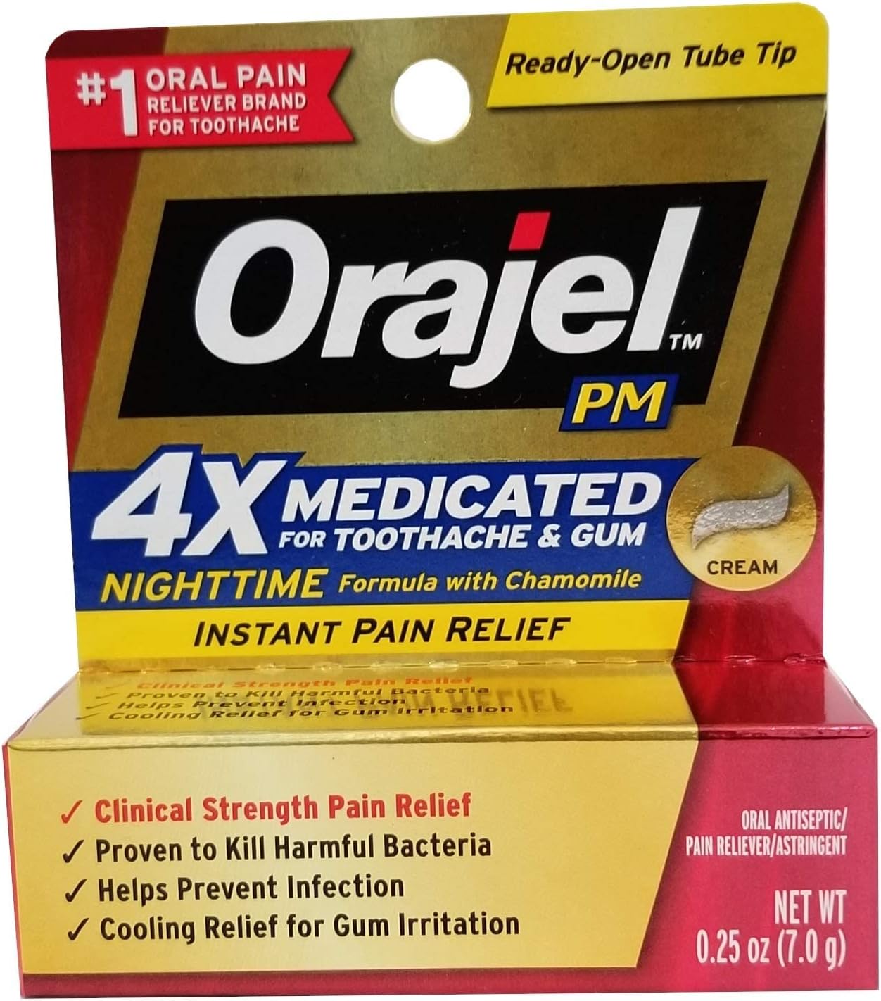 Orajel Maximum Strength Nighttime Toothache Pain Relief Cream - 0.25