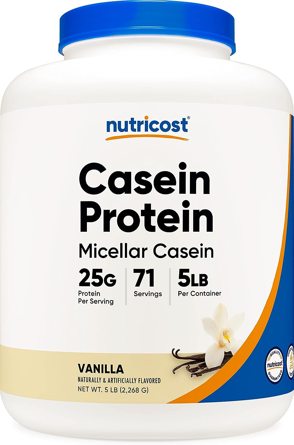 Nutricost Casein Protein Powder 5 Vanilla - Micellar Casein, Gluten Free, Non-GMO