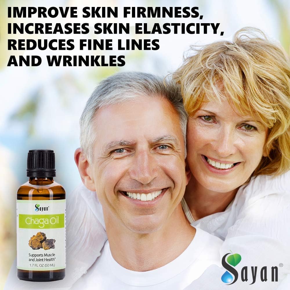 Sayan Pure Organic Wild Chaga Mushroom Oil for Rosacea, Skin Aliments,