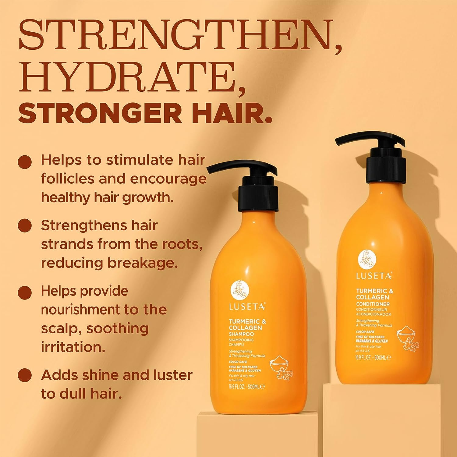 Esupli.com Luseta Shampoo and Conditioner Set for Hair Growth with Turm