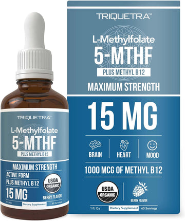 L Methyl Folate 15Mg Plus Methyl B12 Cofactor  Organic, Berry Flavor,