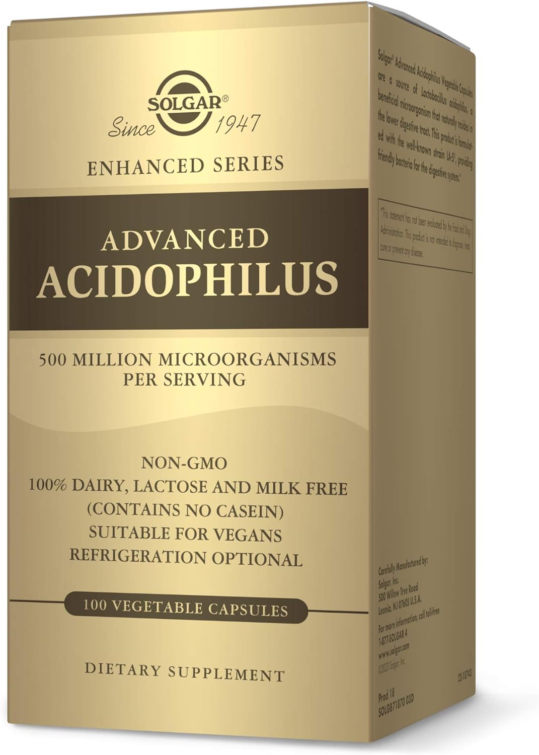 Solgar Advanced Acidophilus, 100 Vegetable Capsules - Supports Healthy3.67 Ounces