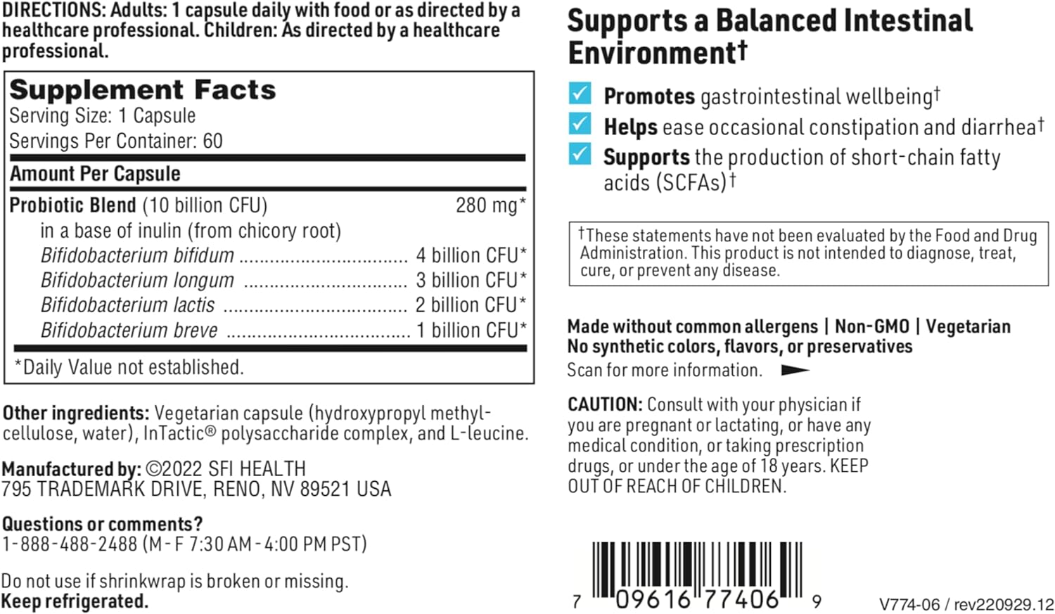 Klaire Labs Ther-Biotic Factor 4 – 10b CFU Bifidobacterium Bifidum Pro