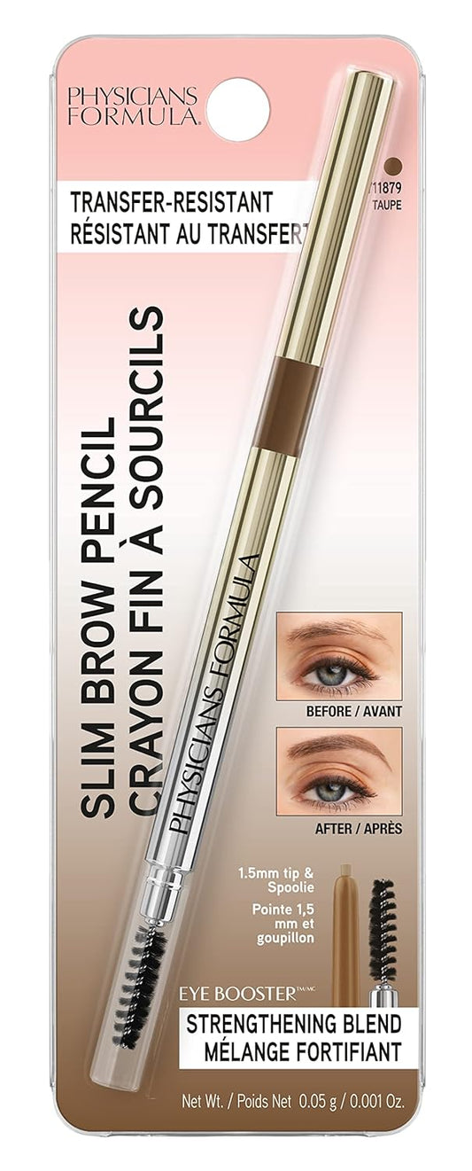 Physicians Formula Eyebrow Retractable Slim Definer Brow Pencil, Taupe Brown, Dual-Sided Brow Brush, Fine Tip, Shapes, Defines, Fills Brow Makeup | Dermatologist Tested, Clinicially Tested