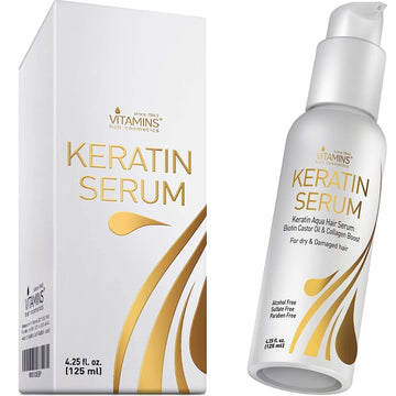 Vitamins Keratin Protein Hair Serum - Biotin Anti Frizz Control Repair Treatment with Castor Oil for Frizzy Dry Damaged