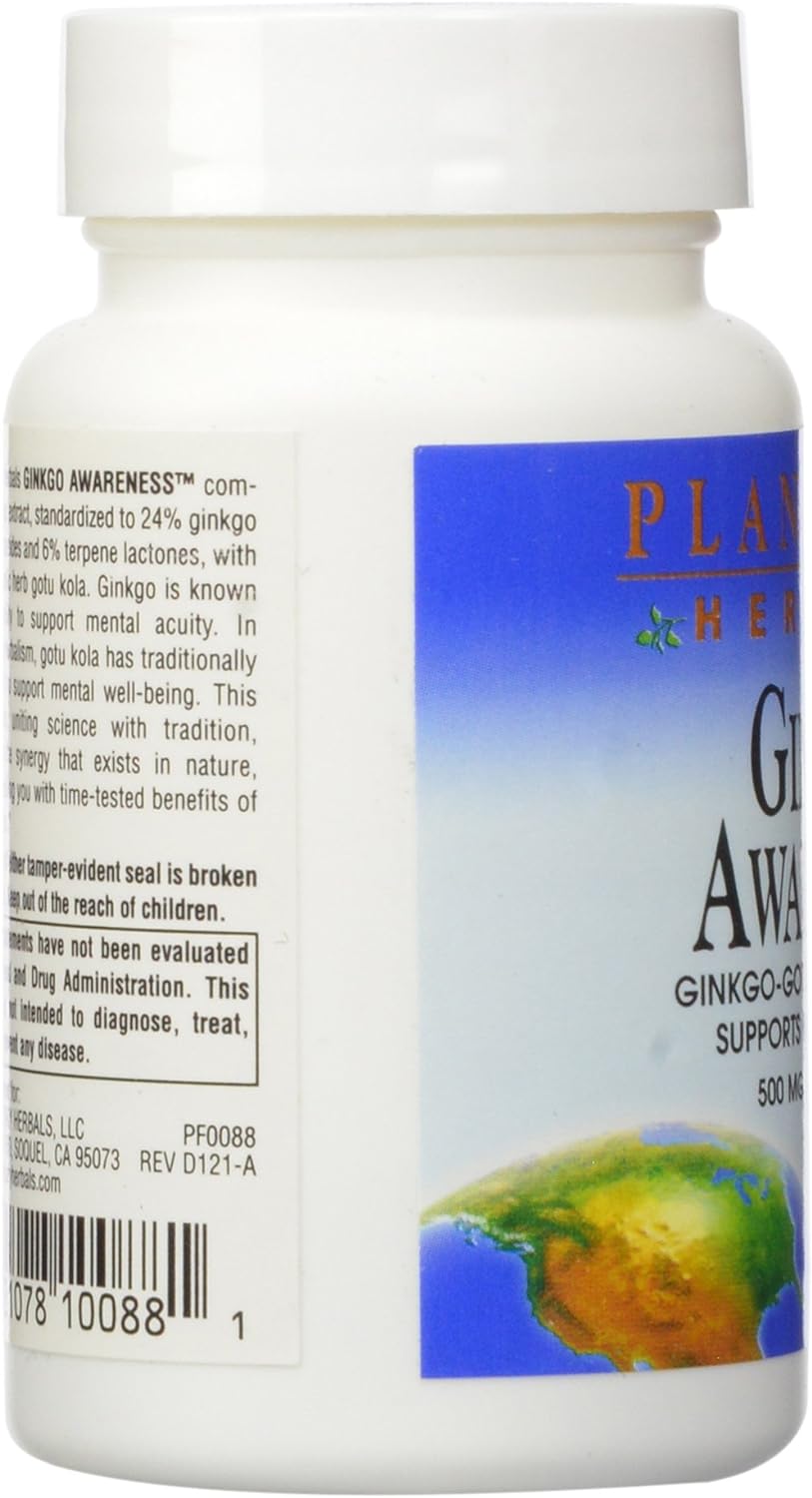 Planetary Herbals Ginkgo Awareness Tablets, 30 Count
